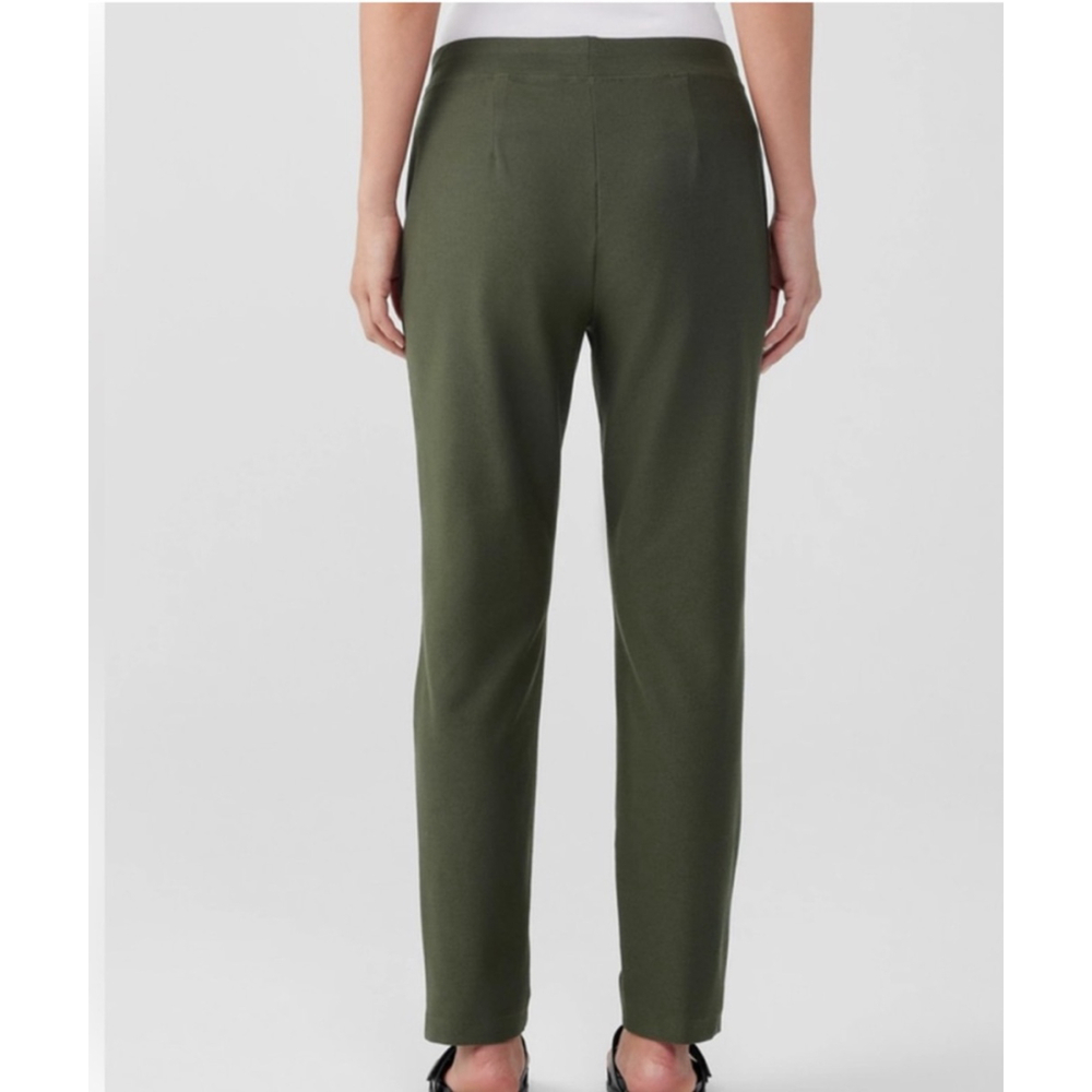 NWT Women's Eileen Fisher Olive Organic Cotton Stretch Poplin Ankle Pants M
